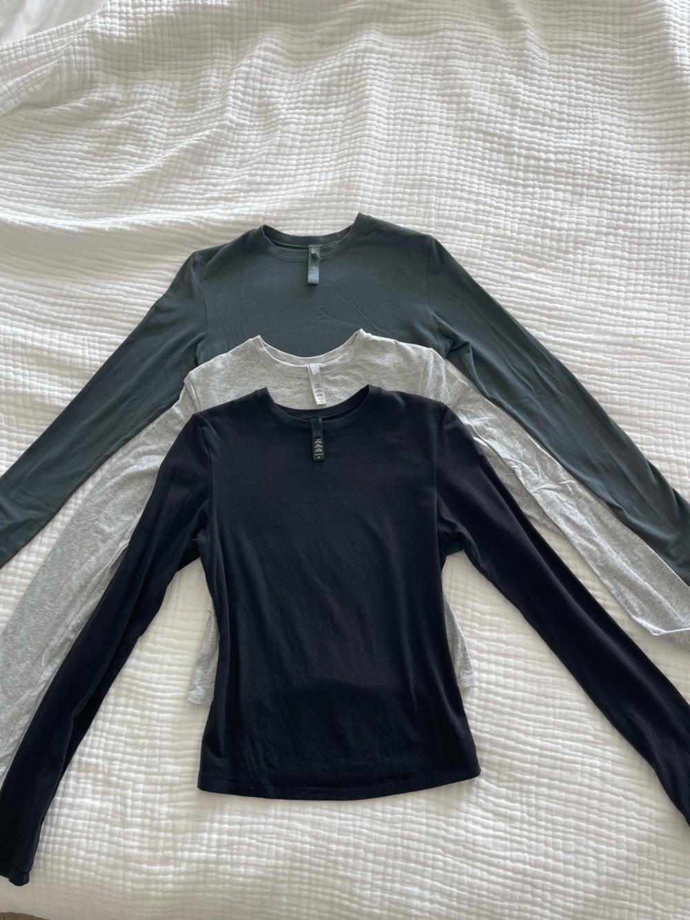 SKIMS Bundle of 3 Cotton Jersey Long Sleeve T Shirts